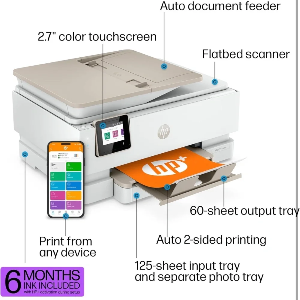 HP ENVY Inspire 7958e Wireless All-in-One Color Inkjet Printer, Print, scan, cop